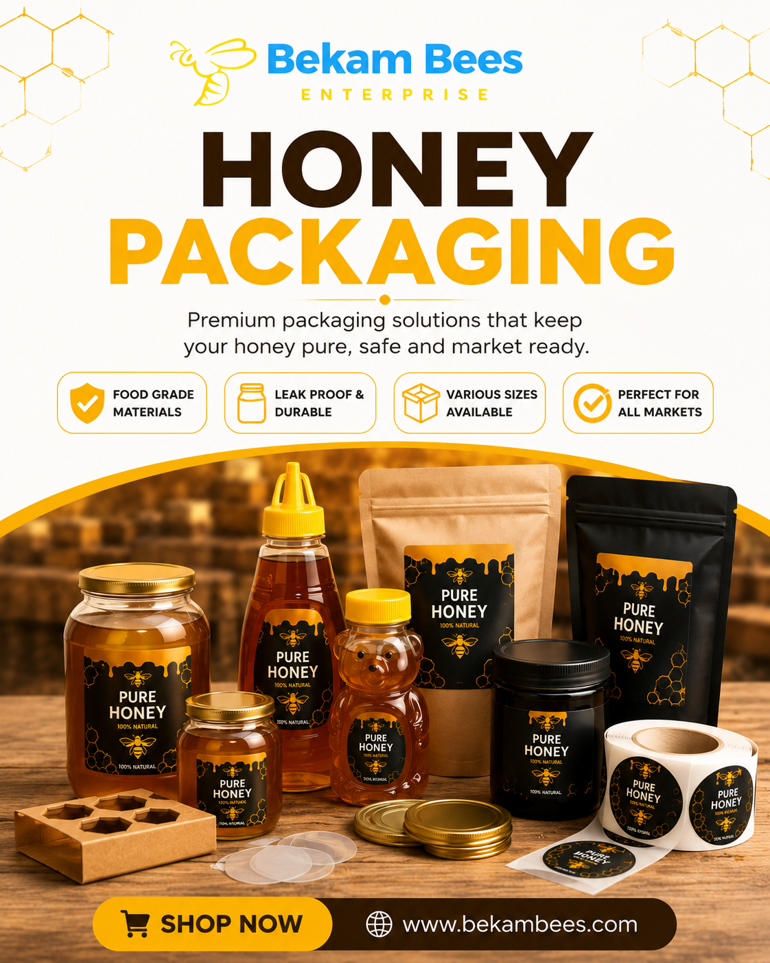 Honey packaging containers and bottles for sale in Nairobi Kenya